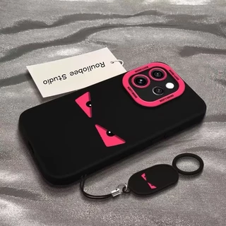 เคส OPPO Reno 16 16F 15 15F 5G เคส OPPO Reno 16 15 Pro Max เคสอีโมจิตลกตาหนูมอนสเตอร์ซิลิโคนอ่อนกันกระแทก พร้อมสายคล้องโทรศัพท์หนังฟรี เคสด้านกันรอยนิ้วมือ