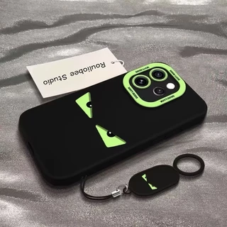เคส OPPO Reno 16 16F 15 15F 5G เคส OPPO Reno 16 15 Pro Max เคสอีโมจิตลกตาหนูมอนสเตอร์ซิลิโคนอ่อนกันกระแทก พร้อมสายคล้องโทรศัพท์หนังฟรี เคสด้านกันรอยนิ้วมือ