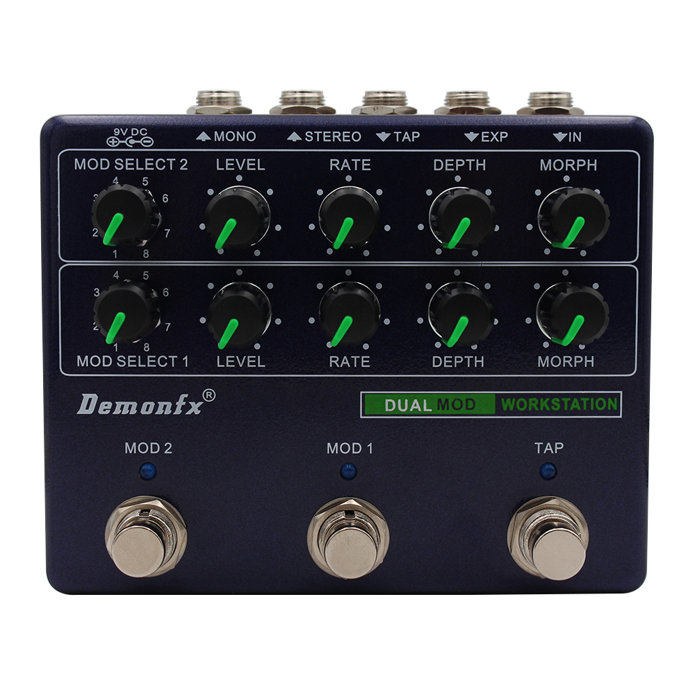 Demonfx ใหม่ DUAL MOD WORKSTATON กีตาร์เบสเอฟเฟกต์เหยียบ,Reverb ,Delay Pedal และ True Bypass