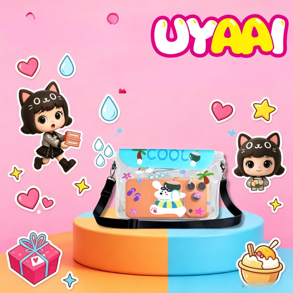 UYAAI กระเป๋าใส่โทรศัพท์กันน้ําพร้อมเชือกเส้นเล็ก | ของแถมพร้อมสั่งเลนส์! กันน้ําและกันกระแทกสําหรับชายหาดและสระว่ายน้ํา