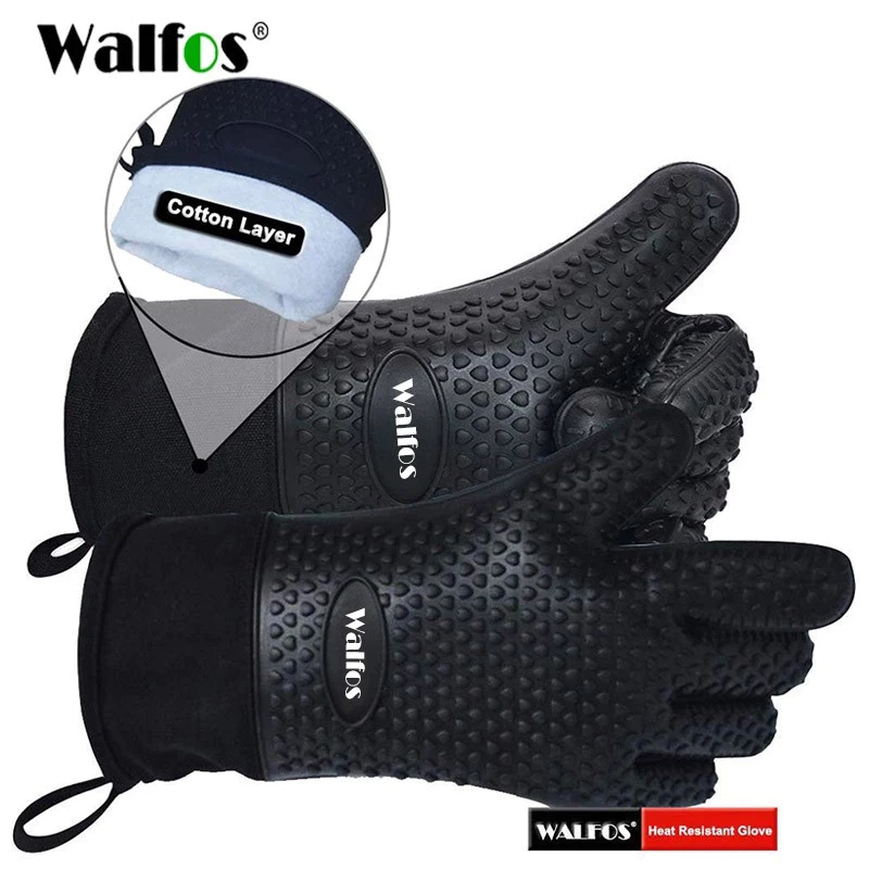 Walfos ถุงมือซิลิโคน ผ้าฝ้าย แบบหนา ทนความร้อน สําหรับห้องครัว 1 ชิ้น