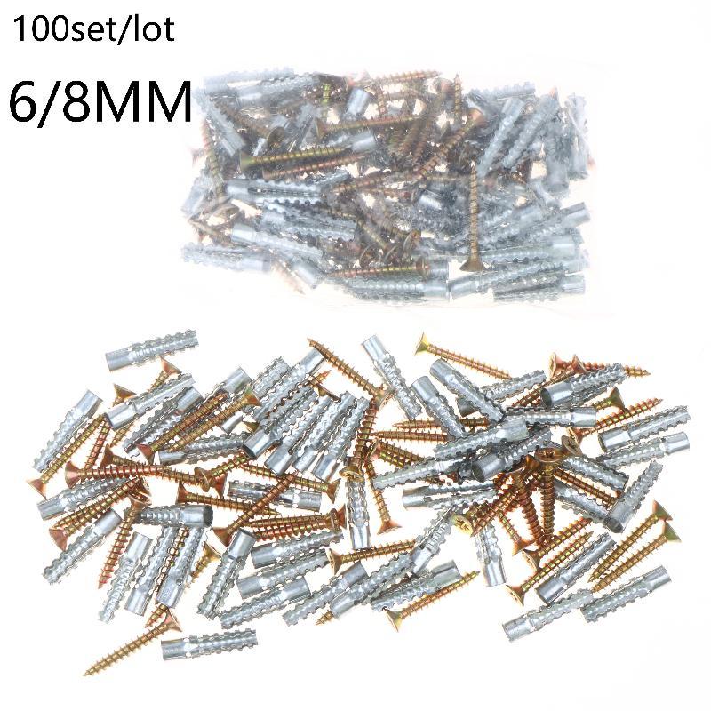 NOR 100 ชุด 6/8 มม. Wall Anchors และสกรูชุดโลหะขยาย Plug และ Self Tapping สกรูชุดสําหรับคอนกรีต Drywall ติดตั้ง TH