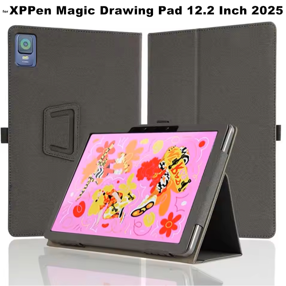 สําหรับ XPPen Magic Drawing Pad 12.2 นิ้ว 2025 ฝาครอบ Flip Magenetic ขาตั้งหนังพับได้ Full Body เคสป