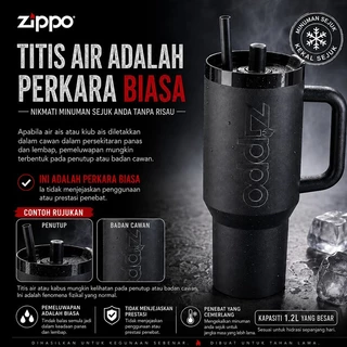 ZIPPO Official Black Warrior Max การเก็บรักษาความร้อน Anti-Leakage Cup 1200ml Ice Keeper 6 ชั่วโมงพร้อมถ้วยฉนวนของขวัญ