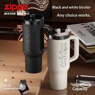 ZIPPO Official Black Warrior Max การเก็บรักษาความร้อน Anti-Leakage Cup 1200ml Ice Keeper 6 ชั่วโมงพร้อมถ้วยฉนวนของขวัญ