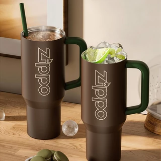 ZIPPO Official Black Warrior Max การเก็บรักษาความร้อน Anti-Leakage Cup 1200ml Ice Keeper 6 ชั่วโมงพร้อมถ้วยฉนวนของขวัญ