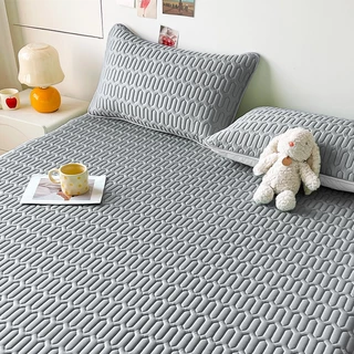YUUMOO ผ้าปูที่นอนยางพาราเย็น สีพื้น 3.5ฟุต 5ฟุต 6ฟุต Set3ชิ้น ผ้านุ่ม ลื่น เย็นสบาย ผ้าปูเสริมใย กันไรฝุ่นได้ดี