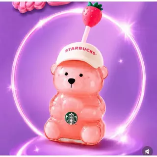 ★Ins Ins Starbucks 591ml สตรอเบอร์รี่เบสบอลหมวกหมีน้อยแก้วฟางถ้วยถ้วยน้ําถ้วยเครื่องดื่มInsสไตล์Influencerโปร่งใสยี่ห้อใหม่Starbucksสตรอเบอร์รี่หมีน้อยแก้วฟาง,591mlความจุขนาดใหญ่,วัสดุแก้ว