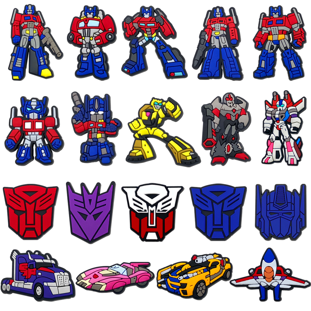 1 ชิ้น PVC Transformers หุ่นยนต์รองเท้า Charms น่ารักรองเท้าตกแต่ง Pins สําหรับผู้หญิงรองเท้าแตะ Buckles อุปกรณ์เสริมของขวัญ