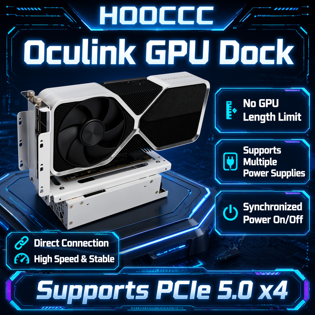 OCuLink eGPU Dock SFF-8611 PCIe 5.0 X4 128Gbps M.2 NVMe to PCIe X16 โด็กการ์ดจอภายนอก รองรับ GPD WIN