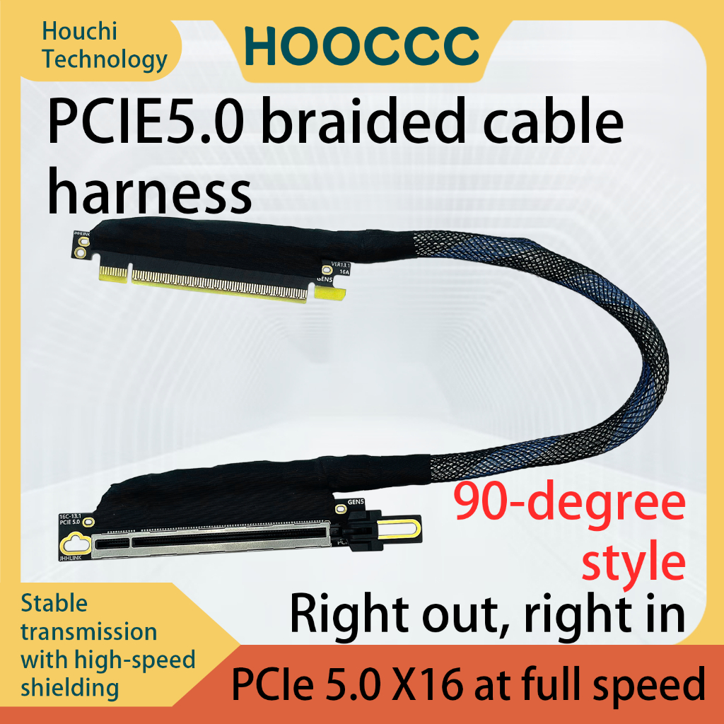 PCIe 5.0 X16 GPU Riser Cable Server Grade High Speed Silver-Plated GEN5 128GB/s สายต่อการ์ดจอเซิร์ฟเ