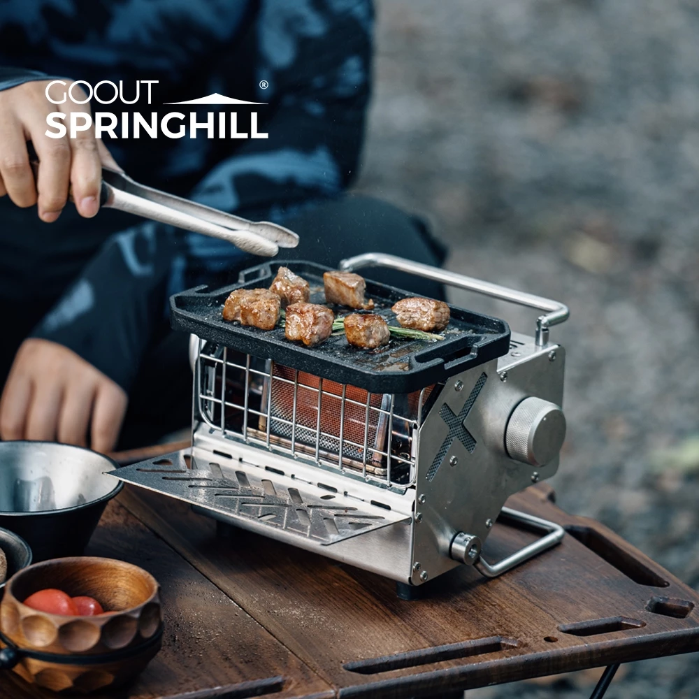 【Free Mini Frying Pan【ส่วนลดสุดโหด ครั้งสุดท้าย!】】Springhill 3-in-1 เครื่องย่างและปรุงอาหารพกพาสำหรับแคมปิงและบ้าน