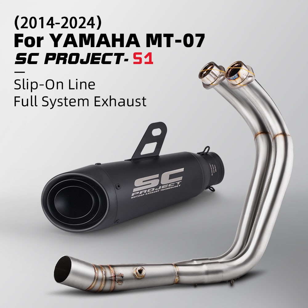 SC Project S1 racing ท่อไอเสียรถจักรยานยนต์ ชุดเหล็ก ระบบไอเสียเต็มรูปแบบ สําหรับ Yamaha MT07 FZ07 2