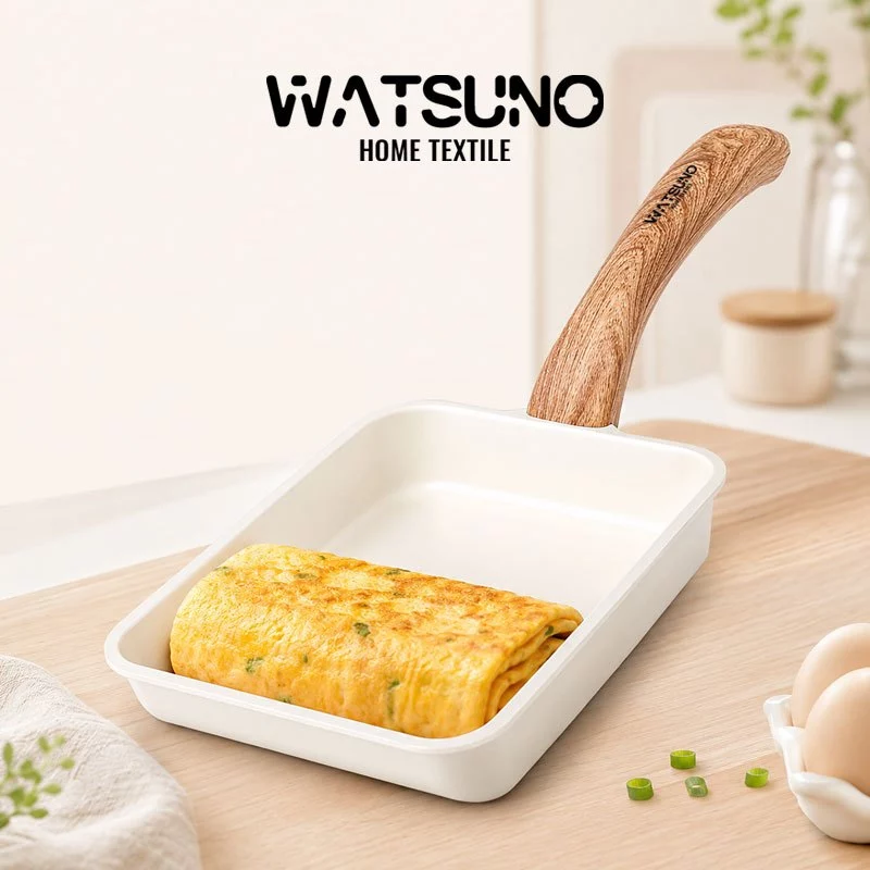 Watsuno.กระทะ กระทะม้วนไข่ กระทะนอนสติ๊กสไตล์ญี่ปุ่น เคลือบหินอ่อน หม้อไฟทามาโกะ ใช้ได้กับเตาทุกประเภท