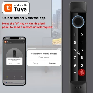 XSDTS กันน้ํากันฝุ่น Tuya Digital door lock Wifi Remote APP ลายนิ้วมือประตูบานเลื่อนสมาร์ทล็อค RFID รหัสคีย์ Anti-Scratches อลูมิเนียมดิจิตอลประตูล็อค