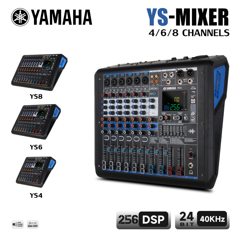 Professional YAMAHA YS4 YS6 YS8 Audio Mixer 4 6 8 ช่องคอนโซลผสมเสียงในตัวบลูทูธ USB, 256 DSP Digital