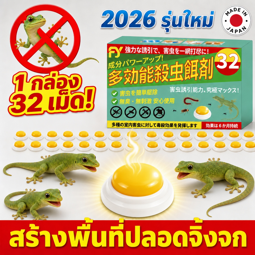 หมดปัญหาจิ้งจกในบ้าน FY ไล่จิ้งจก ยาฆ่าจิ้งจก ยาไล่จิ้งจก 32 ชิ้น/กล่อง ชุดสุดคุ้ม ทำให้บ้านไม่มีจิ้งจกอีกต่อไป ของใช้จำเป็นในบ้าน
