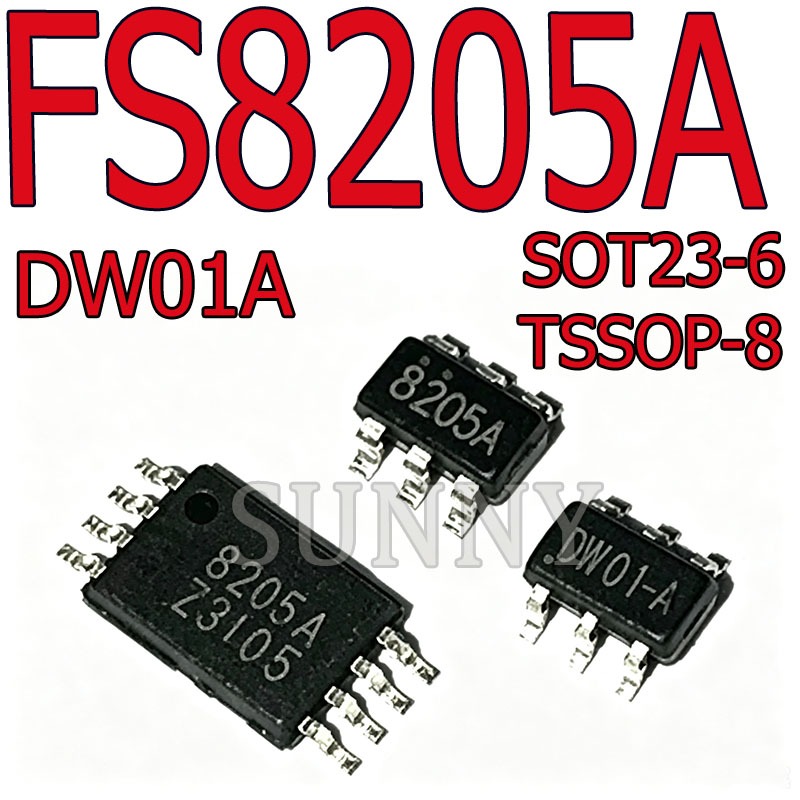 10 ~ 50PCS DW01 DW01A FS8205S FS8205A แบตเตอรี่ลิเธียมป้องกัน IC Patch MSOP8 ชิป SOT23-6