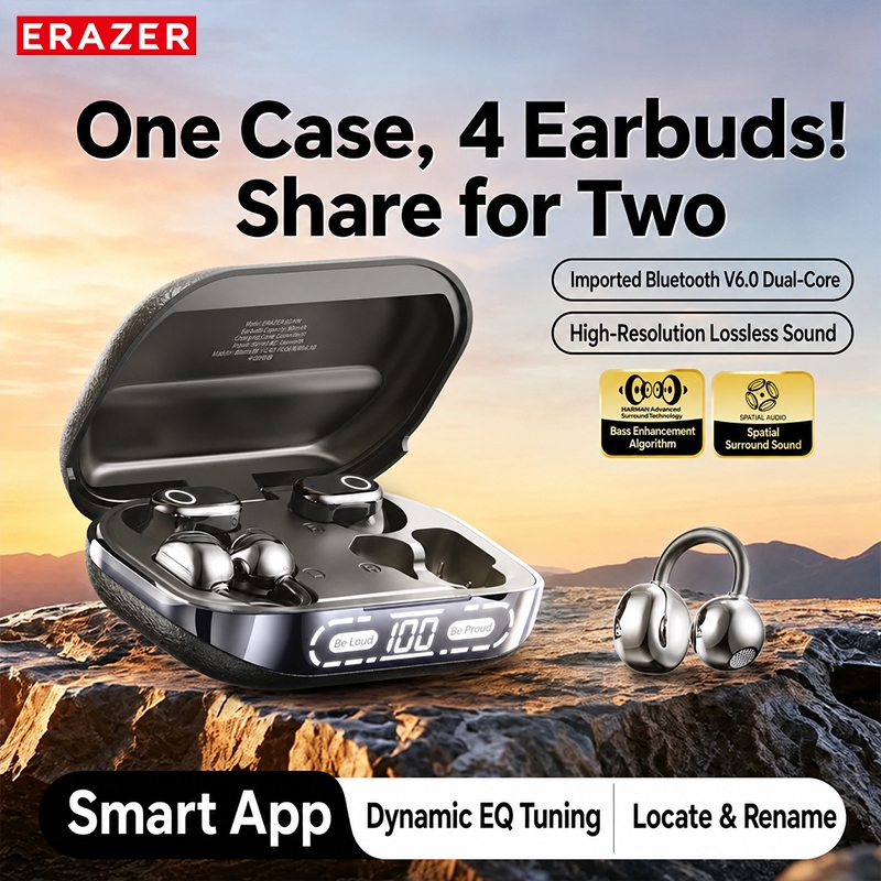 ERAZER EX216 2-in-1 True Wireless AI Transmation Earbuds  Bluetooth 6.0, ระบบตัดเสียงรบกวน ENC, คุณภ