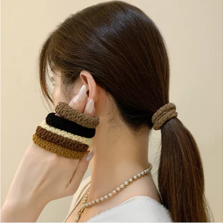 6ชิ้น ยืดหยุ่นผูกผมสําหรับผู้หญิงหนานุ่มผู้ถือผมหางม้าทนทานยืดวงผมสําหรับของใช้ประจําวัน