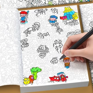 สนุกเข้มข้นน่ารักชุดรูปแบบขนาดเล็กระบายสีวัสดุรักษาชุดการ์ตูนกราฟฟิตีเส้นร่างความเข้มข้นการทําสมาธิการบีบอัดการวาดภาพหน้า