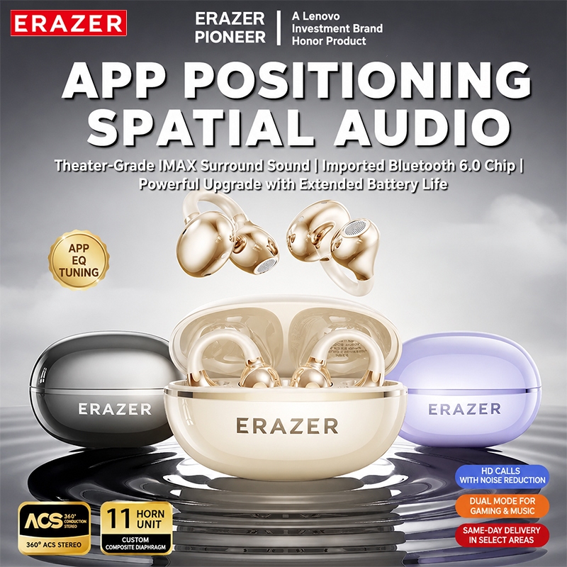 ERAZER EX336 AI หูฟังบลูทูธแปล – บลูทูธ 6.0 ตัดเสียงรบกวนอัจฉริยะ โหมดการเล่นเกมความหน่วงต่ํา เสียง 