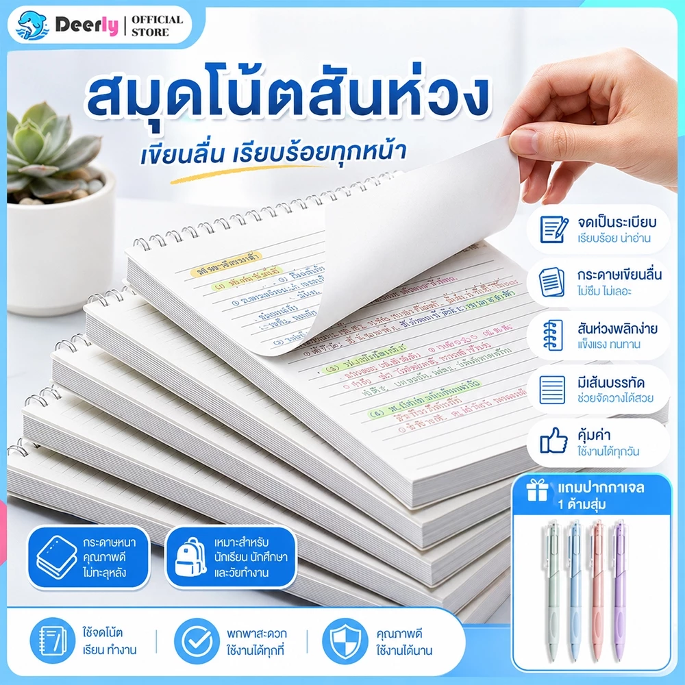 สมุดโน๊ตสันห่วง แนวตั้ง มินิมอล ปกใส A5 B5 A4 มีเส้น เส้นกริด ตาราง สมุดสไตค์มูจิ สมุดจดบันทึก notebook muji