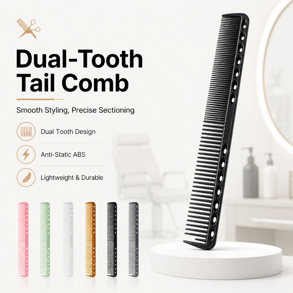 REDAY STOCK Professional Dual ฟันหางหวี Anti Static จัดแต่งทรงหวี Fine & กว้างฟันหวีตัดผมสําหรับตัดผม Section Salon ใช้น้ําหนักเบาทนทาน ABS หวีผม