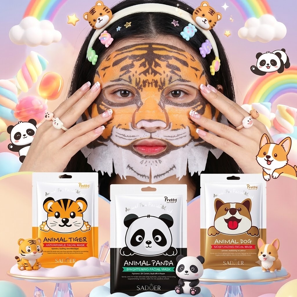 SADOER มาส์กหน้าเด็ก อ่อนโยนสุดๆ การ์ตูนสัตว์ ชุ่มชื้นลึก ผิวออร่า ไม่ระคายเคือง เด็กทุกวัย Gentle Kids Facial Mask