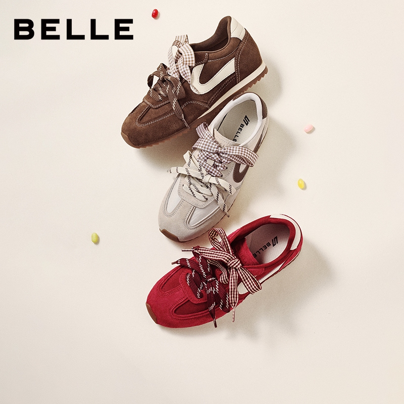 Raspberry Candy | BELLE Ballet GAT Sneakers รองเท้าผ้าใบบัลเลต์สไตล์เทรนเนอร์ สีแดง สไตล์วินเทจ ใส่สบาย F1P1D