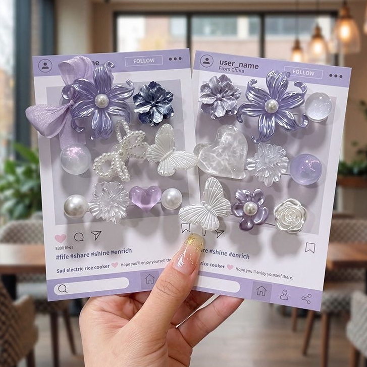 Girlish Pearlescent ดอกไม้รองเท้า Charms ชุดที่ถอดออกได้ DIY เครื่องประดับสําหรับรองเท้า Crocs