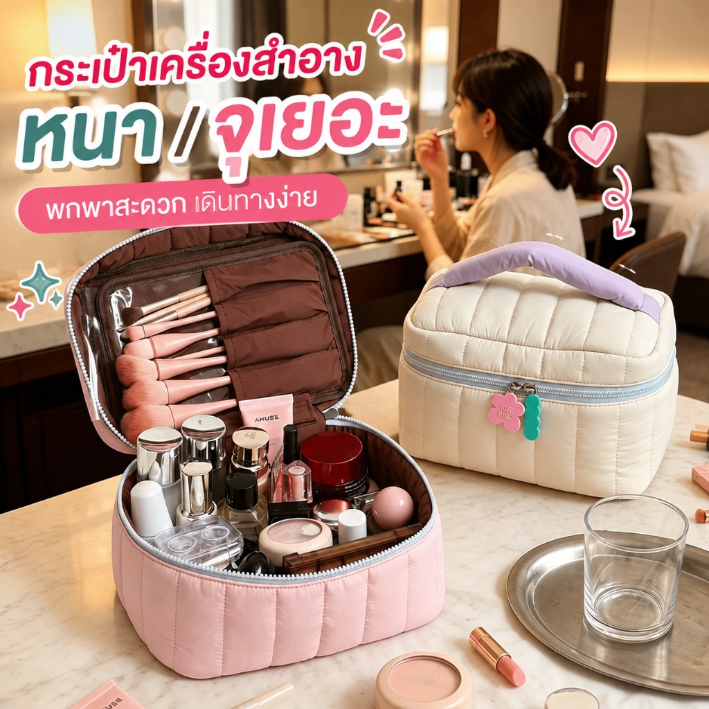 สไตล์ใหม่มิลค์กี้เมฆสีคมชัดกระเป๋าเครื่องสําอางความจุขนาดใหญ่มูลค่าสูงการเดินทางเพื่อธุรกิจแบบพกพาถุงเก็บแป้ง