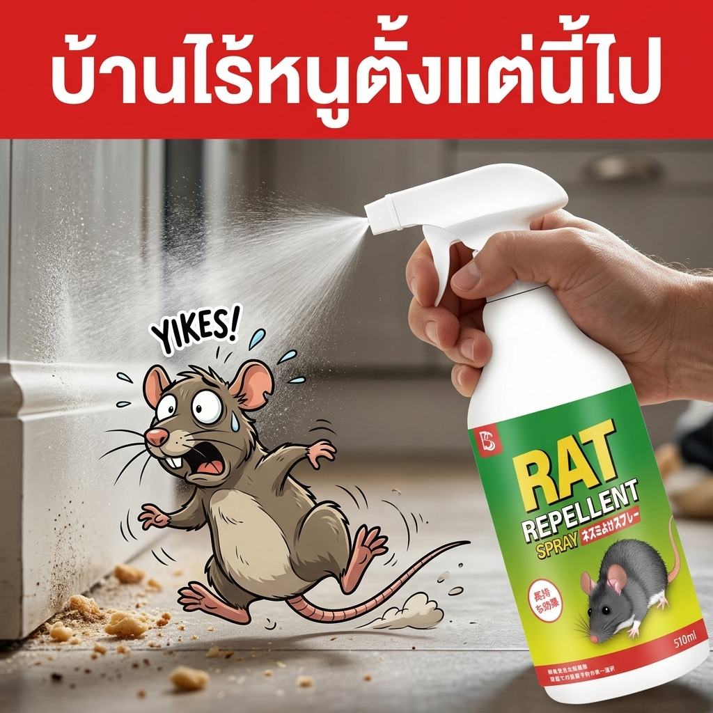 ไม่มีหนูในระยะ 10,000 เมตร ไล่หนู กําจัดหนู ยาไล่ ฉีดพ่นตามที่หนูชอบมา ยาฆ่า ยากําจัดหนู สเปไล่