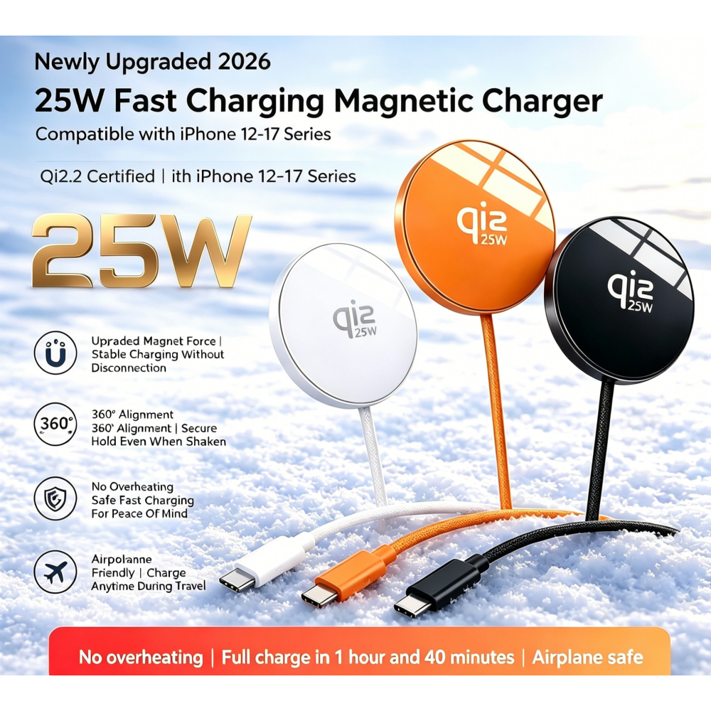CW63 Pro Qi2.2 Wireless Charger ชาร์จเร็ว 25W แท่นชาร์จไร้สาย 2-in-1 ดีไซน์ระดับพรีเมียม