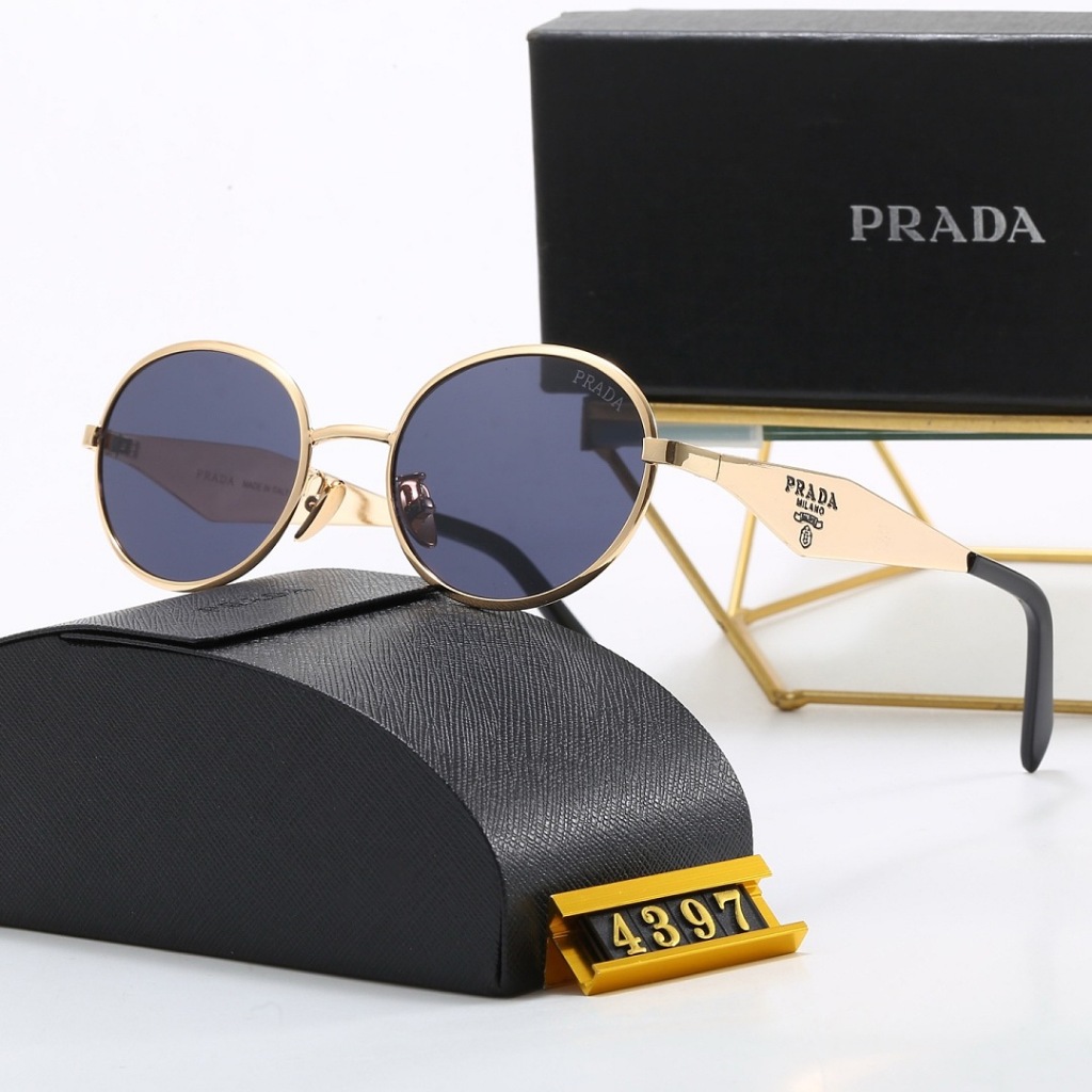 2024 Unisex Metal P ยี่ห้อขับรถแว่นกันแดด UV400 กรอบโลหะป้องกัน