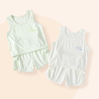 EcoCosy (วัสดุธรรมชาติ) อายุ 1-9 ปี ชุดนอนกางเกงขาสั้นเสื้อกั๊กเด็กbubabyชุดเสื้อกล้ามเสื้อรูเด็กพร้อมกางเกงชุดนอนเด็กผู้ชายขาสั้น