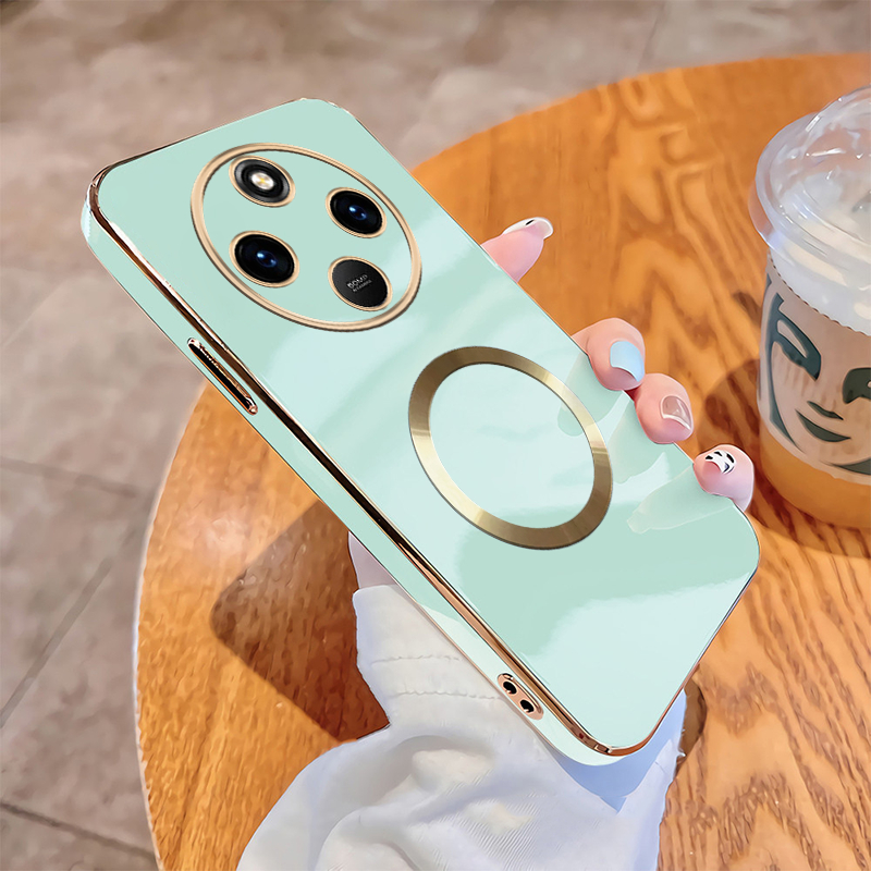 เคสชุบพร้อมแหวนแม่เหล็กสําหรับ iQOO Z10 Z9x Z9 Z7 Z7x 5G ขอบสี่เหลี่ยมชุบฝาครอบกันกระแทก Soft Case
