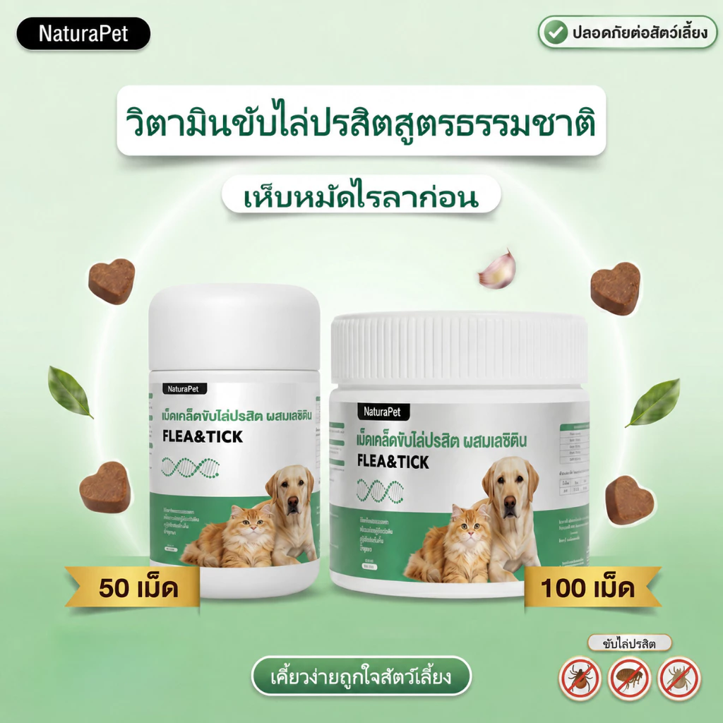 NaturaPet แมว สุนัข ยาไล่แมลงด้านนอกด้านในโดยเฉพาะสามารถไล่เห็บ หมัด เหา พยาธิทุกชนิด สินค้าของแท้ปลอดภัย ให้อาหารง่าย