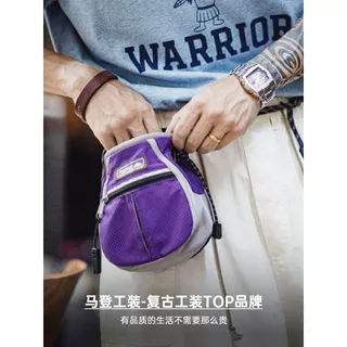 Retro Men American Mountain Style Chalk Bag Outdoor Crossbody Bag Red Portable Open Top Storage Bag