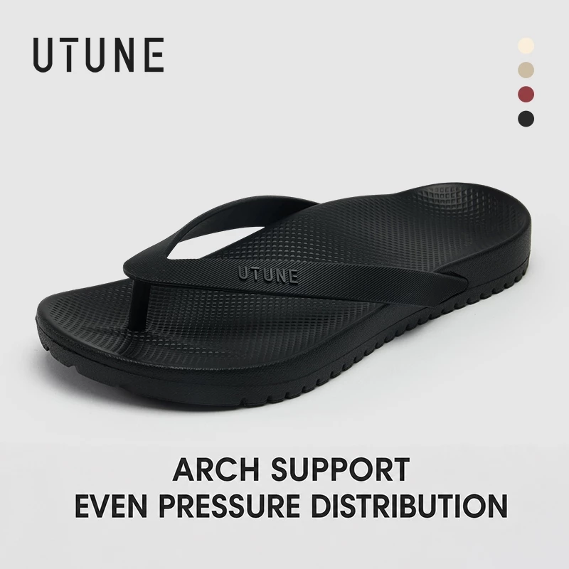 UTUNE รองเท้าแตะคีบผู้ชาย เสริมอุ้งเท้า EVA กันลื่น พื้นนุ่มลดแรงกระแทก รองรับเท้าแบน ลดความเมื่อยล้า รองแตะชายหาด ลำลอง