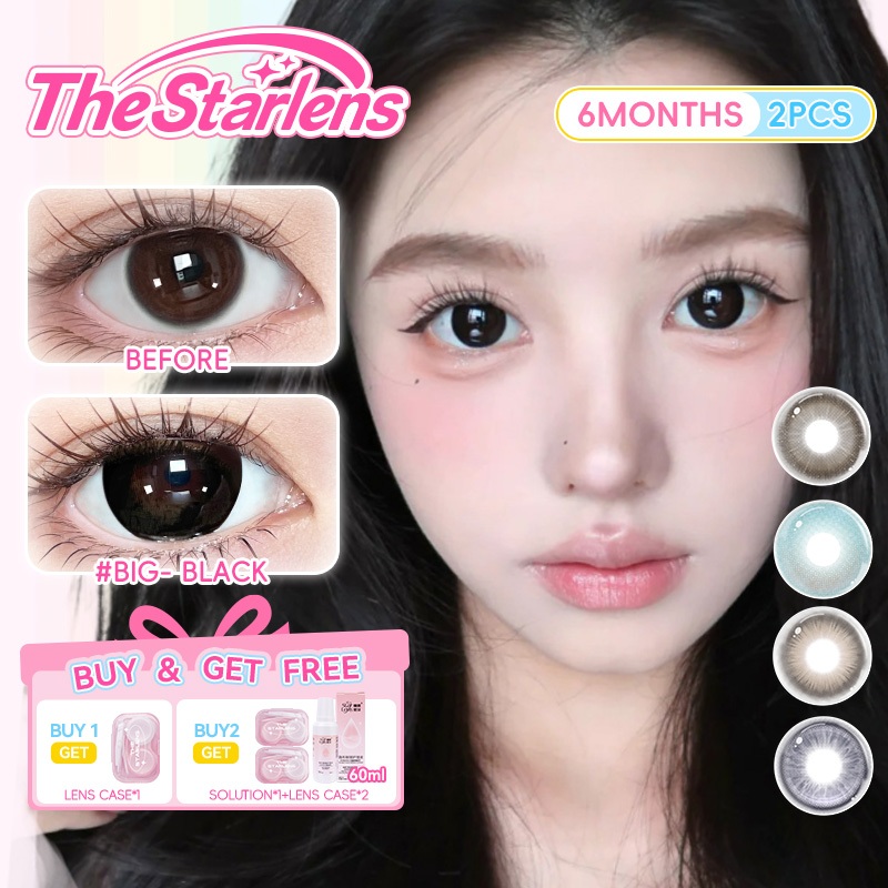 Starlens คอนแทคเลนส์ 1 คู่ DIA14.2-14.5 มม. คอนแทคเลนส์สีดําใหญ่ใช้สําหรับเกรดตาตุ๊กตา 6 เดือน(0.0~ 8.0)