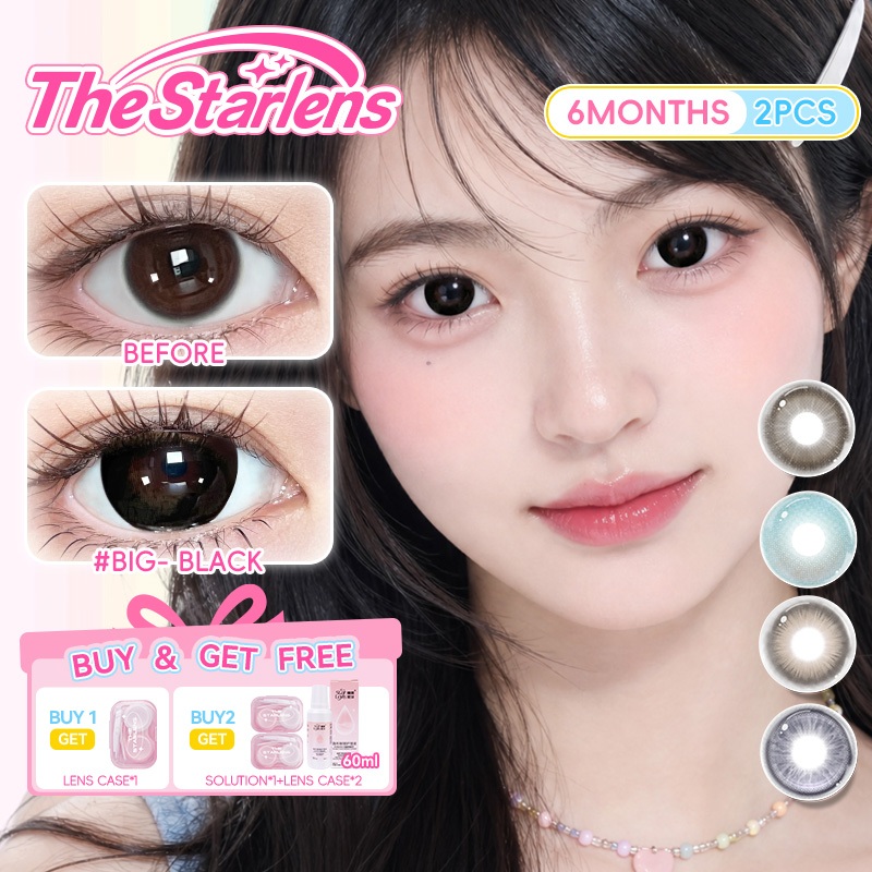 Starlens คอนแทคเลนส์ 1 คู่สีดําคอนแทคเลนส์ DIA14.2-14.5 มม. เลนส์ธรรมชาติ Big baby Eye Half-year Disposable