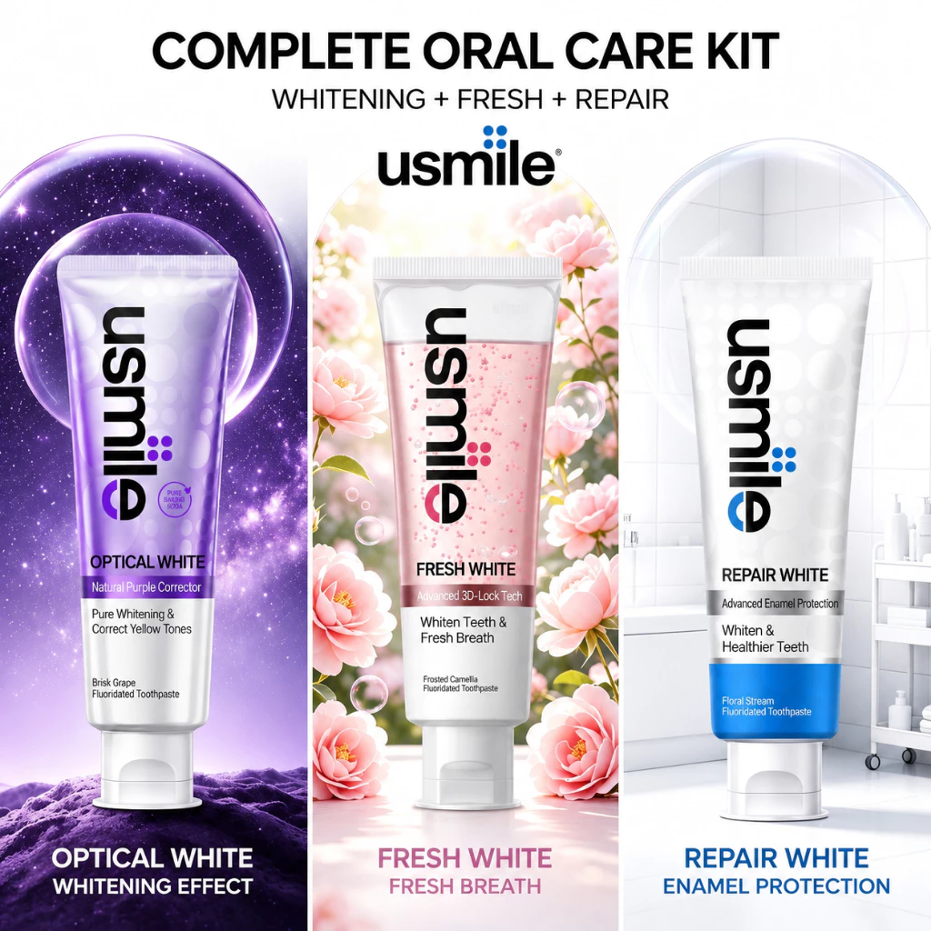 usmile Optical White + Fresh White+ Repair White Toothpaste Combo