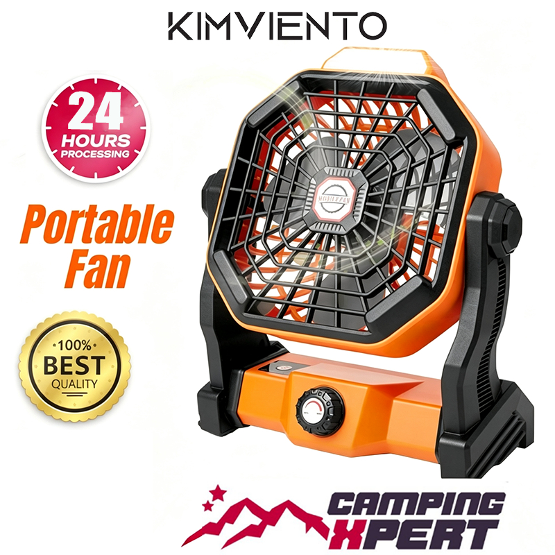 KIMVIENTO 10400mAh Camping Fan USB Recharge Ceiling Fan Large Capacity Battery with Light Kipas
