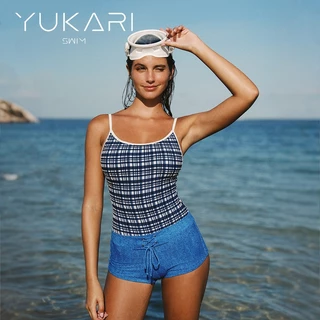 บิกินี่เซ็กซี่ Yukari Swim แบบ suspender สำหรับผู้หญิง ลายสก๊อตใหม่ปี 2025 พร้อมสวมใส่ไปทะเลในฤดูร้อน