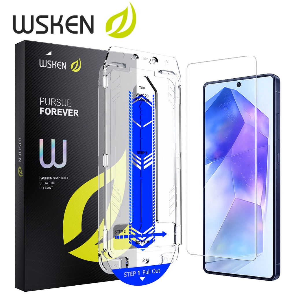 WSKEN ฟิล์มกระจก ขอบใส for Samsung 5G A57 A56/A55 การป้องกันการตก กันมอง ไม่มีขอบสีดำ 9H กันรอย กันตก HD ฟิล์ม สำหรับ S25FE/S24FE S26Ultra S25Ultra/S24Ultra Plus รองรับการจดจำลายนิ้วมือ กระจกนิรภัย