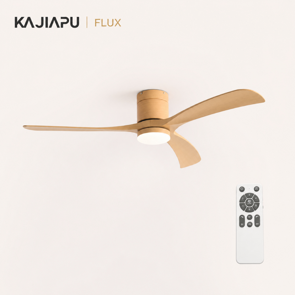 KAJPAPU 46-56 Fan Modern Low-Profile | ใบมีด ABS โค้ง | การออกแบบเงาระยะไกล LED แบบบูรณาการและ DC