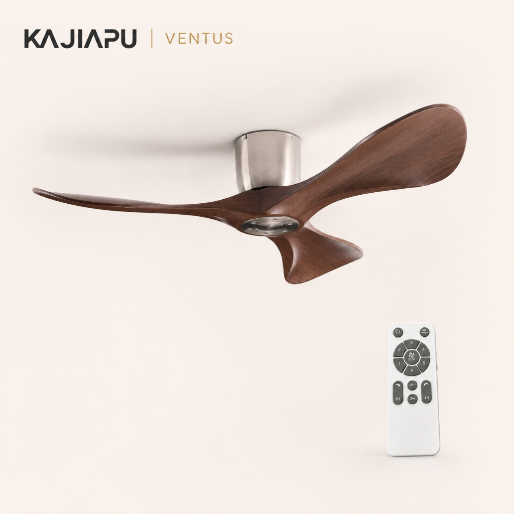 KAJIAPU 42/52/60"6400+ พัดลมเพดานอุตสาหกรรมWide 3 ใบมีด ABS รีโมท 6 สปีดและมอเตอร์ DC ที่เงียบสงบได้