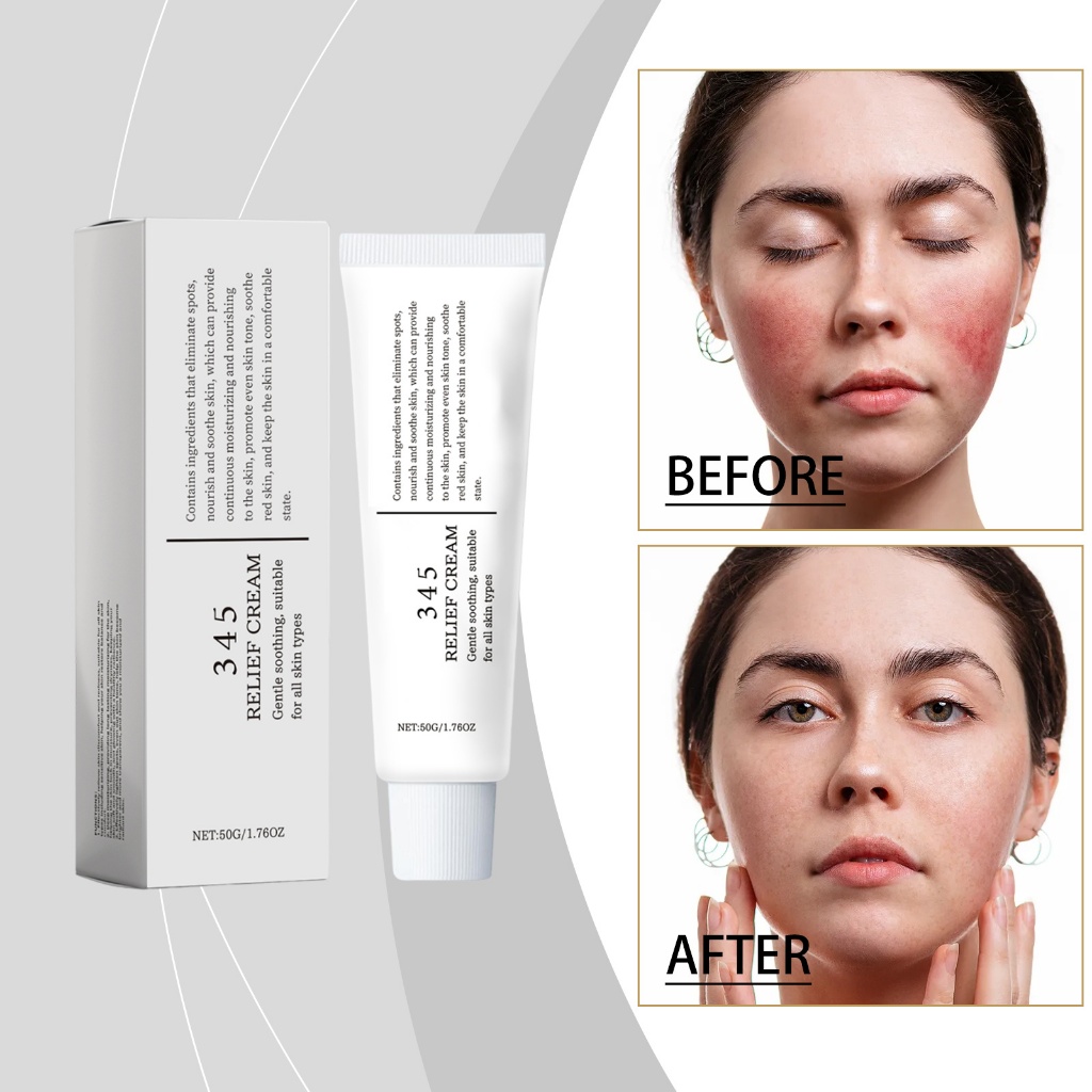 50g 345 Relief Cream Gentle Soothing Hydrating Nourishing Smooth Facial Moisturizer ทุกสภาพผิวทุกวัน