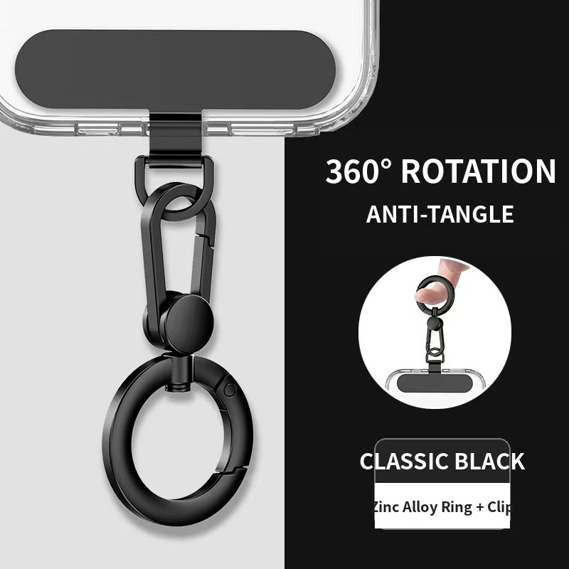 สแตนเลสโทรศัพท์เชือกเส้นเล็กคลิปแพทช์360° เคสโทรศัพท์ป้องกันการสูญหายแบบหมุนได้เชือกแขวนสแน็ปที่ถอดออกได้บางเฉียบ